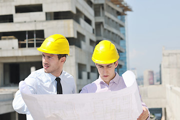 Image showing Team of architects on construciton site