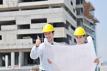 Image showing Team of architects on construciton site