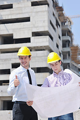 Image showing Team of architects on construciton site