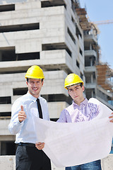 Image showing Team of architects on construciton site