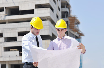 Image showing Team of architects on construciton site