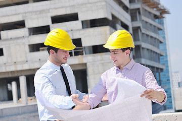 Image showing Team of architects on construciton site