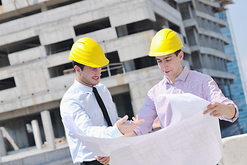 Image showing Team of architects on construciton site