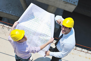 Image showing Team of architects on construciton site