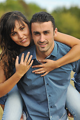 Image showing happy young couple have romantic time outdoor