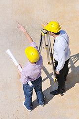 Image showing Team of architects on construciton site