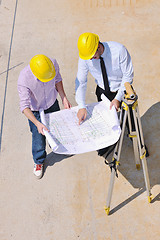 Image showing Team of architects on construciton site