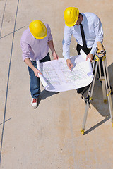 Image showing Team of architects on construciton site