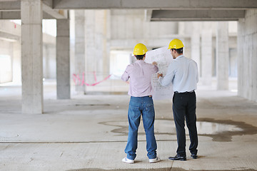 Image showing Team of architects on construciton site