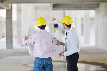 Image showing Team of architects on construciton site