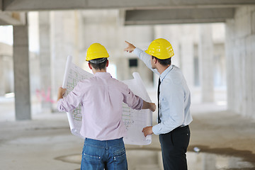 Image showing Team of architects on construciton site