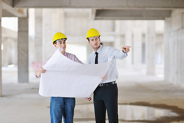 Image showing Team of architects on construciton site