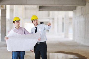 Image showing Team of architects on construciton site