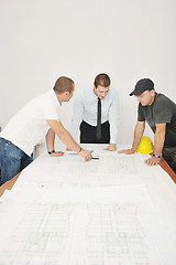 Image showing Team of architects on construciton site