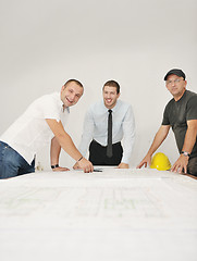 Image showing Team of architects on construciton site