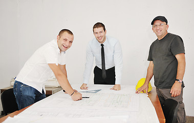 Image showing Team of architects on construciton site