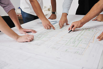 Image showing Team of architects on construciton site