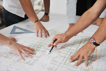 Image showing Team of architects on construciton site