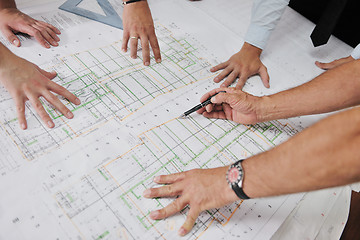 Image showing Team of architects on construciton site