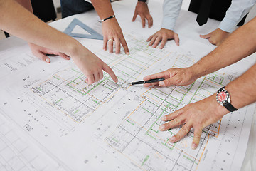 Image showing Team of architects on construciton site