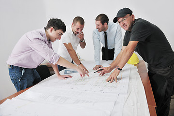 Image showing Team of architects on construciton site