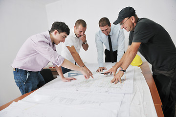 Image showing Team of architects on construciton site