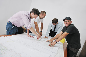 Image showing Team of architects on construciton site