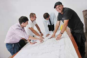 Image showing Team of architects on construciton site