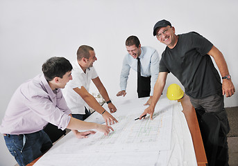 Image showing Team of architects on construciton site