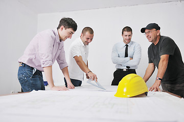 Image showing Team of architects on construciton site