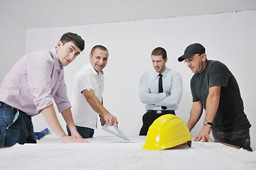 Image showing Team of architects on construciton site