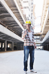 Image showing hard worker on construction site