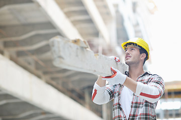 Image showing hard worker on construction site