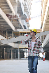 Image showing hard worker on construction site