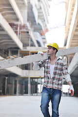 Image showing hard worker on construction site