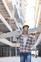 Image showing hard worker on construction site