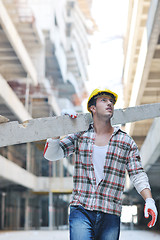 Image showing hard worker on construction site