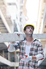 Image showing hard worker on construction site