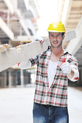 Image showing hard worker on construction site