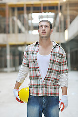 Image showing hard worker on construction site