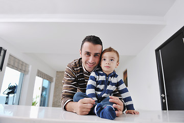 Image showing happy young family have fun  at home