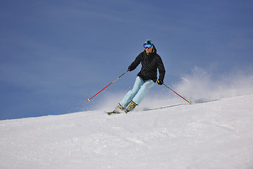 Image showing  skiing on on now at winter season