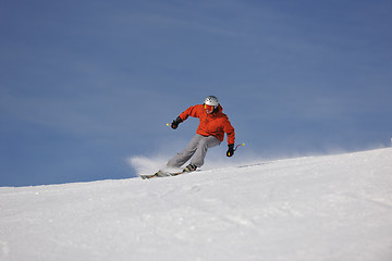 Image showing  skiing on on now at winter season