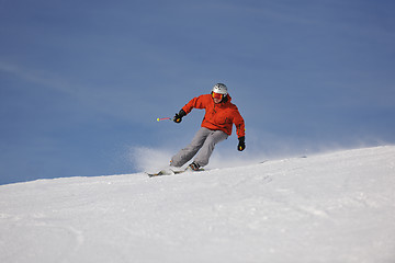 Image showing  skiing on on now at winter season