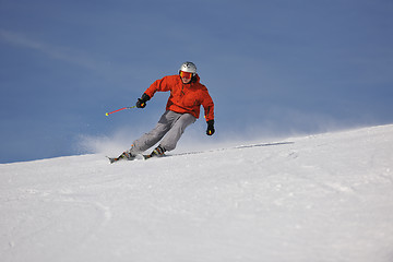 Image showing  skiing on on now at winter season