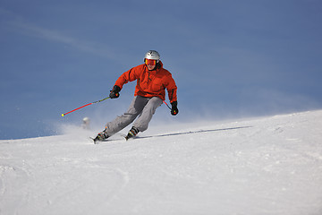 Image showing  skiing on on now at winter season