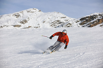 Image showing  skiing on on now at winter season