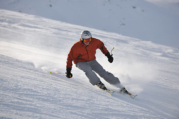 Image showing  skiing on on now at winter season