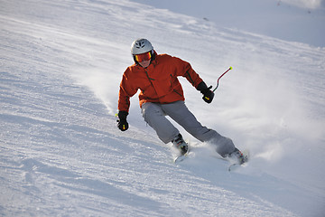 Image showing  skiing on on now at winter season