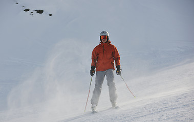 Image showing  skiing on on now at winter season